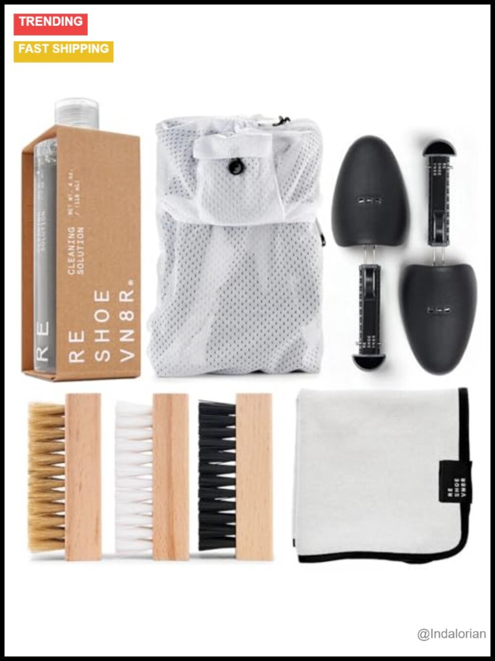 Complete Shoe Cleaning Kit with Brushes, Trees & Laundry Bag